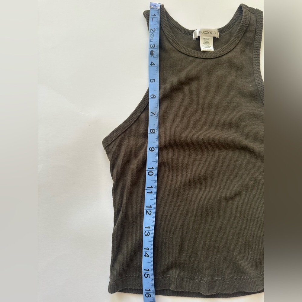 Olive Green Ribbed Racerback Tank Top - Picture 4 of 5